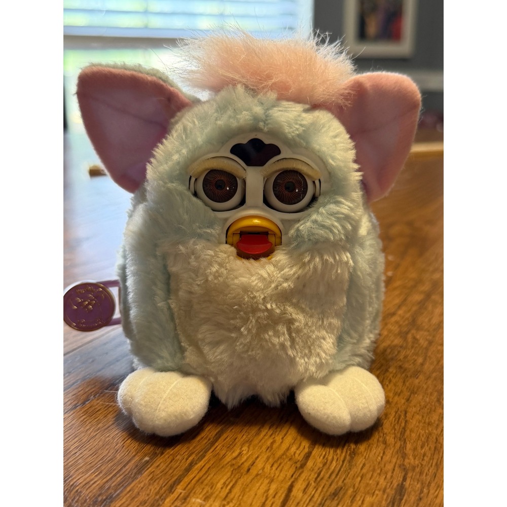Vintage 1999 Tiger Electronics Furby Baby Blue Pink Springtime Interactive Toy